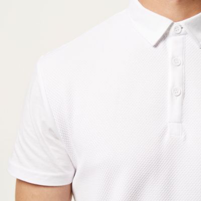 White textured front polo shirt